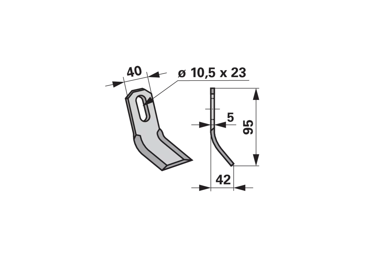 Y-Messer 40 x 5 x 95 mm, Loch 10,5 x 23 mm GartenShop24