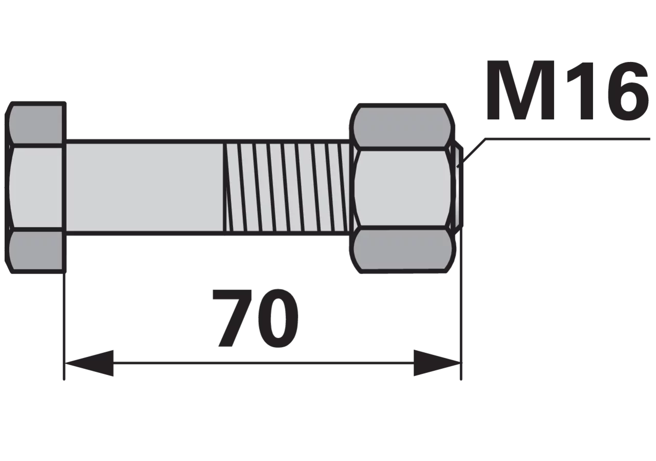 Sechskantschraube M16x2x70mm mit Mutter 1 Stück GartenShop24