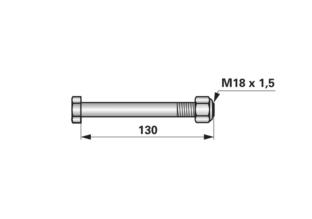 Sechskantschraube M18x1,5x130 mit Mutter 1 Stück GartenShop24