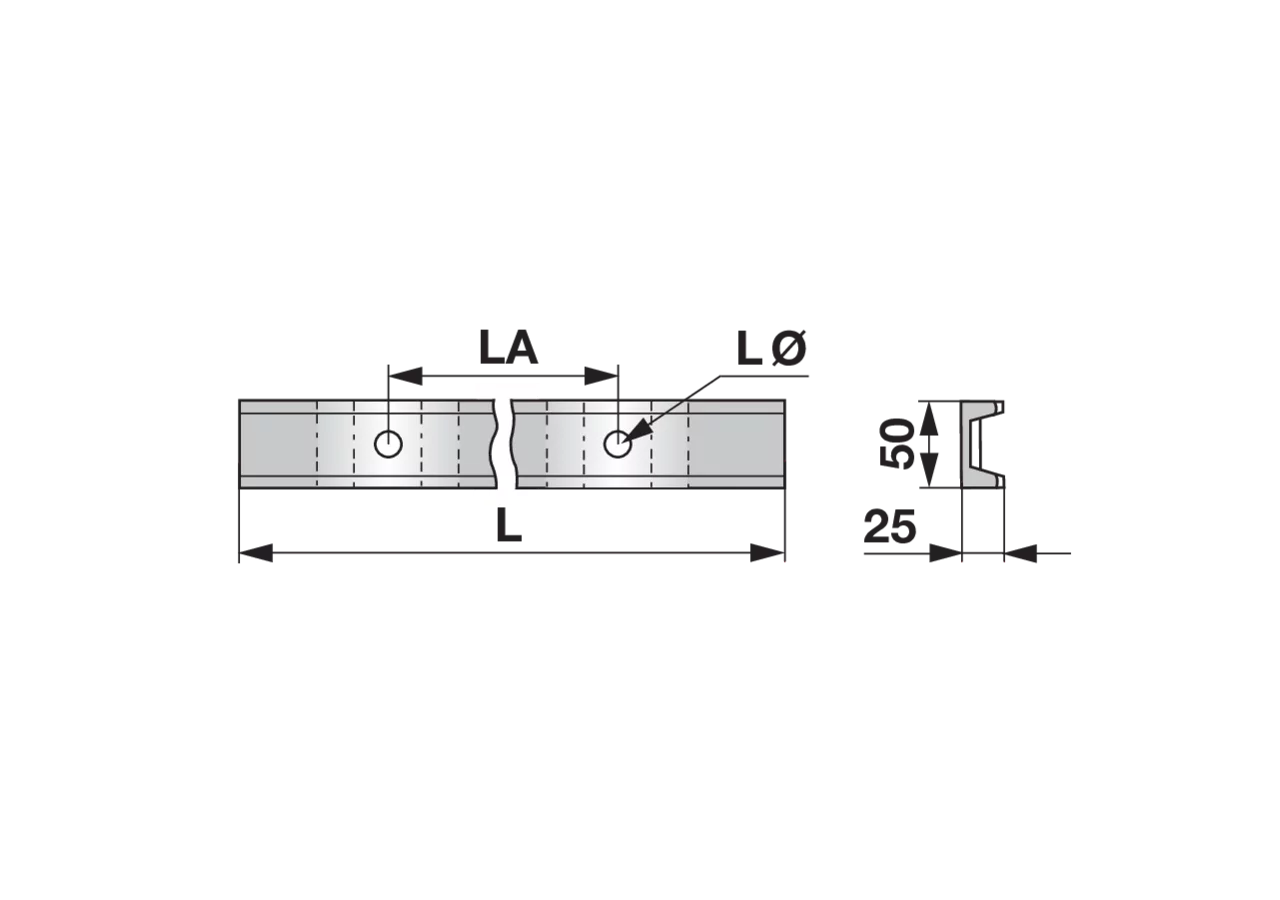 Kratzbodenleiste U-Profil, 50 x 25 mm, gelocht, L 1.520 mm Deutz-Fahr 06577027 Deutz-Fahr