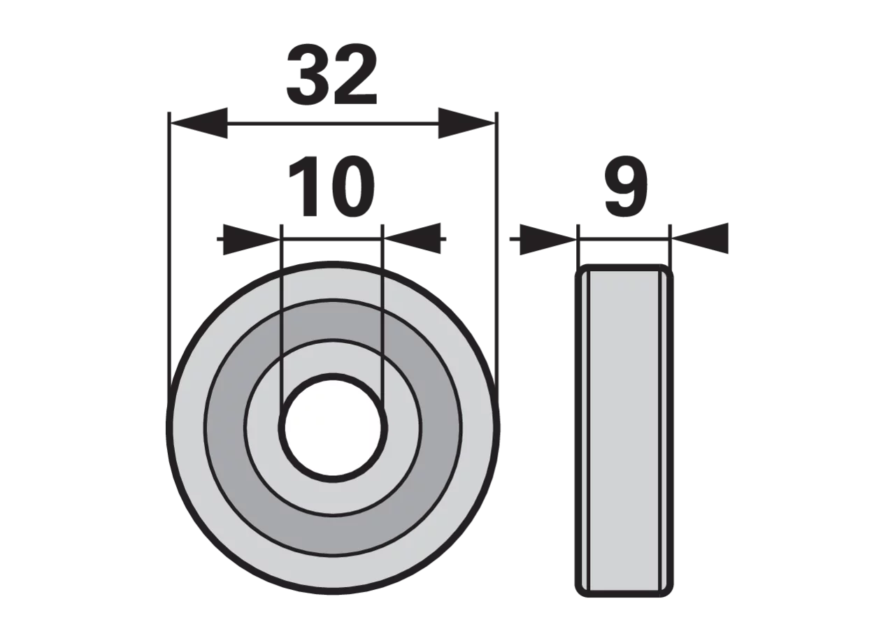 Rolle AD 32 x ID 10 x B 9 mm – passend für Aebi AM22079/3 GartenShop24