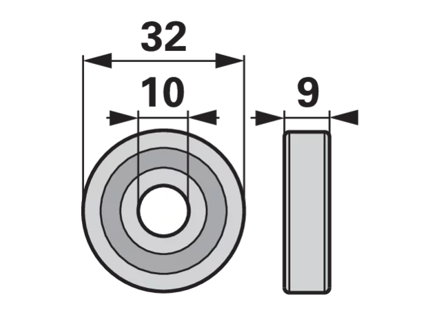 Rolle AD 32 x ID 10 x B 9 mm – passend für Aebi AM22079/3 GartenShop24