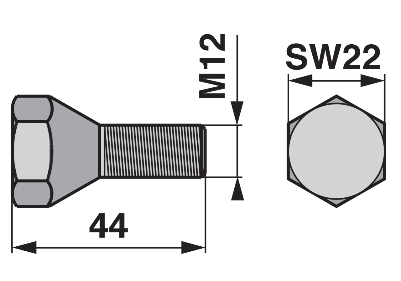 Spannschraube M12 x 44 mm Aebi AM167/3 Aebi