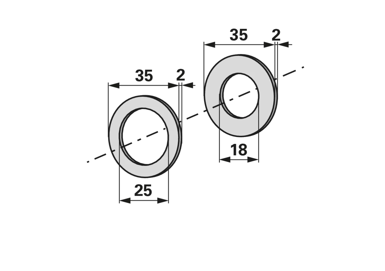 Scheibensatz AD 35 x ID 18/25 x S 2 mm, 1 x vorne, 1 x hinten Bucher H102200090 GartenShop24