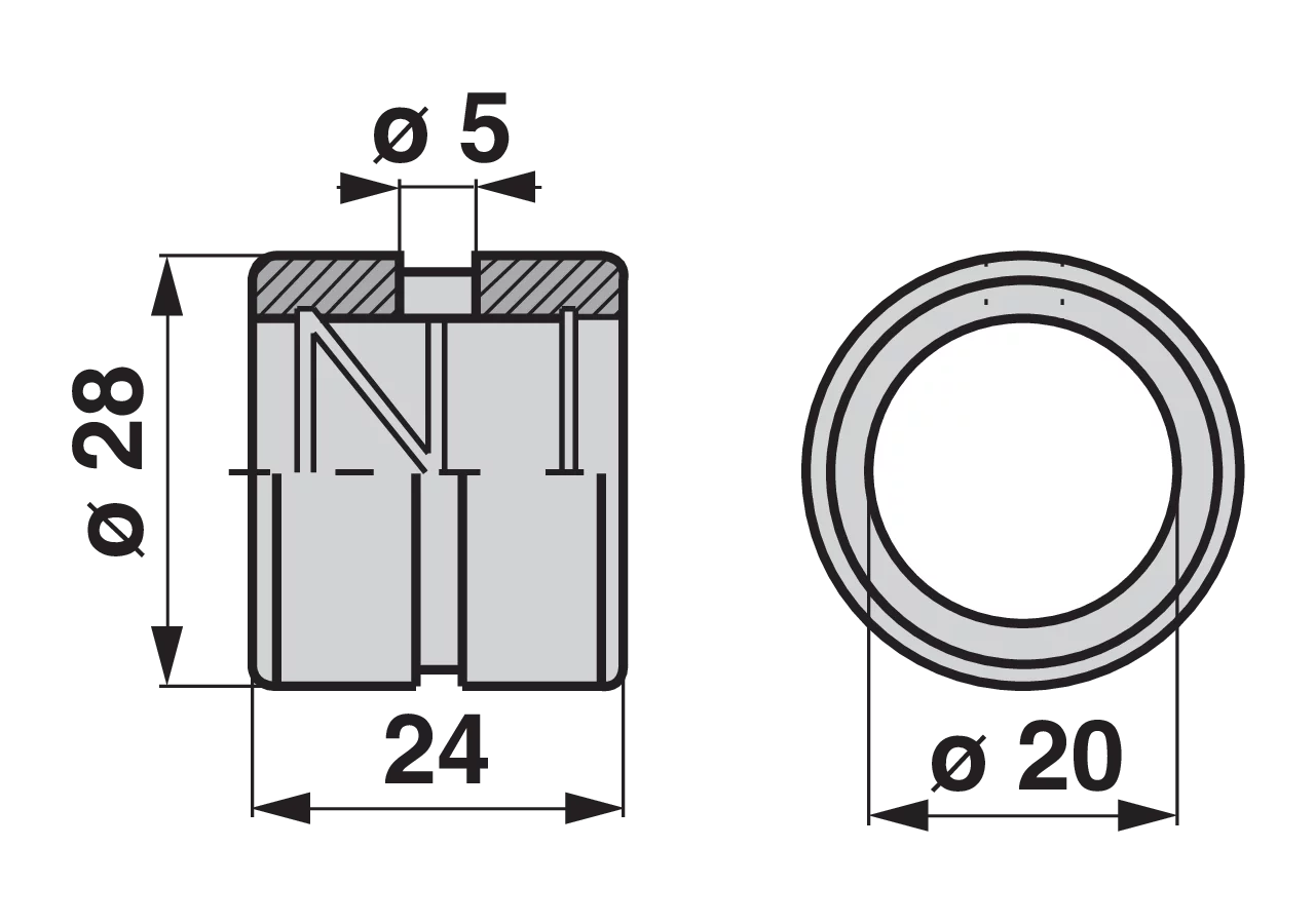 Buchse AD 28 x ID 20 x L 24 mm – passend für Gaspardo 21120048 GartenShop24