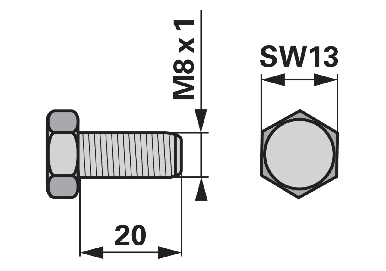 Sechskantschraube M8 x 1 x 20 mm – passend für Aebi 111.0603 GartenShop24
