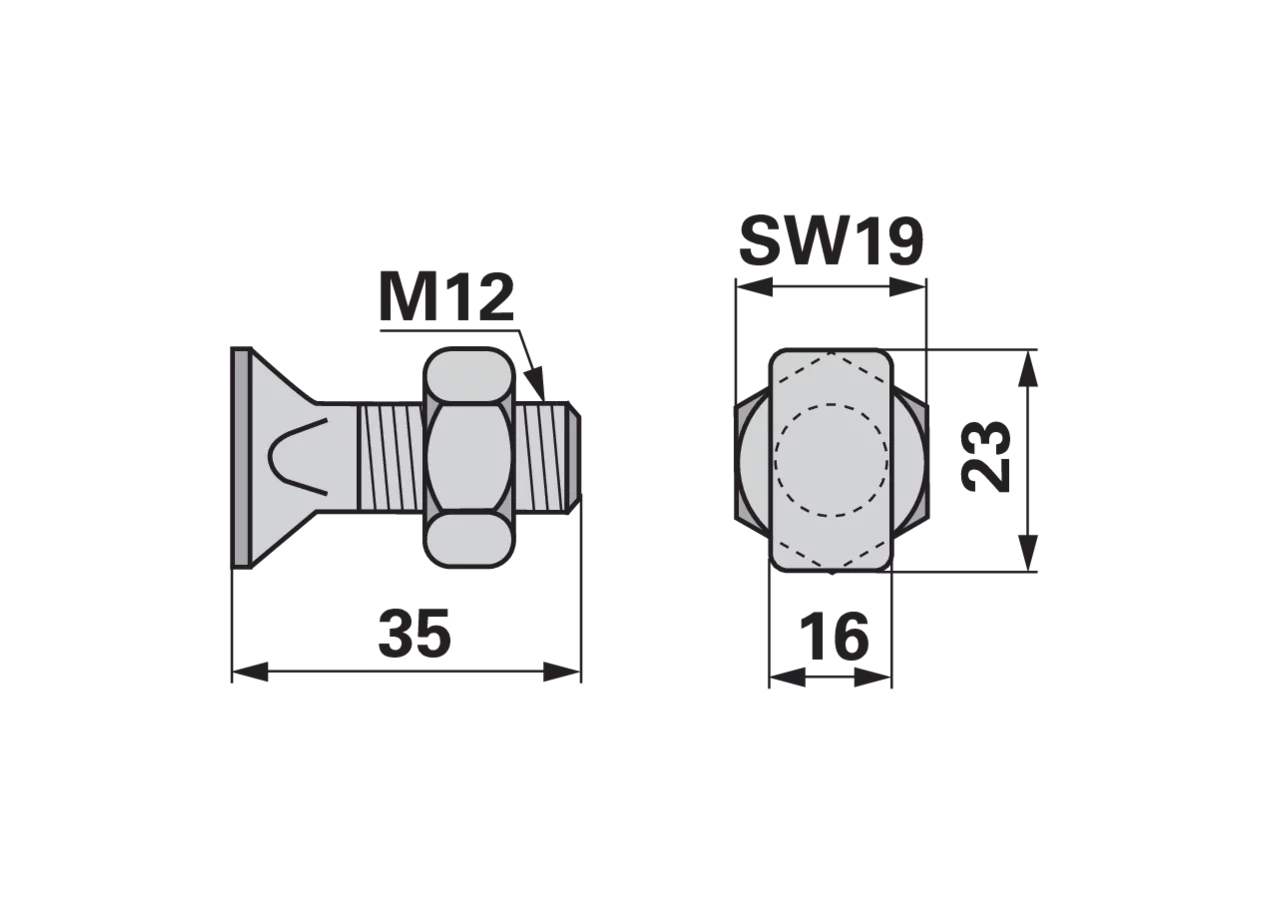 Schuhschraube M12 x 35 mm Aebi 100.7047 Aebi