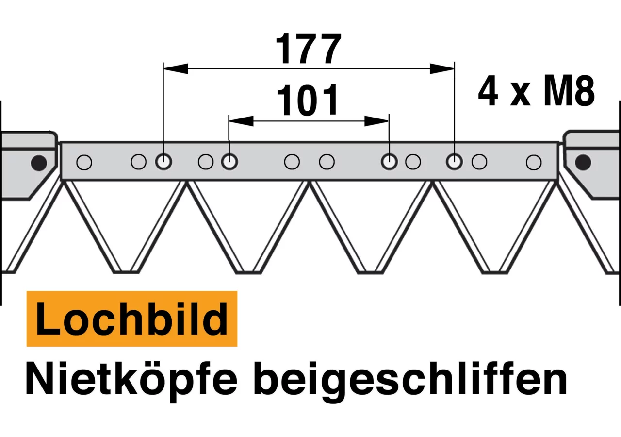 Mähmesser L 160 cm, 20 Klingen, gezahnt, DIN 80 – passend für Agria 631376 Schröckenfux