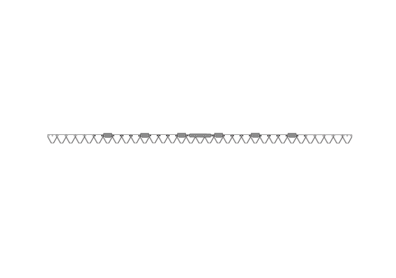 Mähmesser L 250 cm, 33 Klingen, gezahnt, DIN 75 – passend für Aebi AM28484/1 Schröckenfux