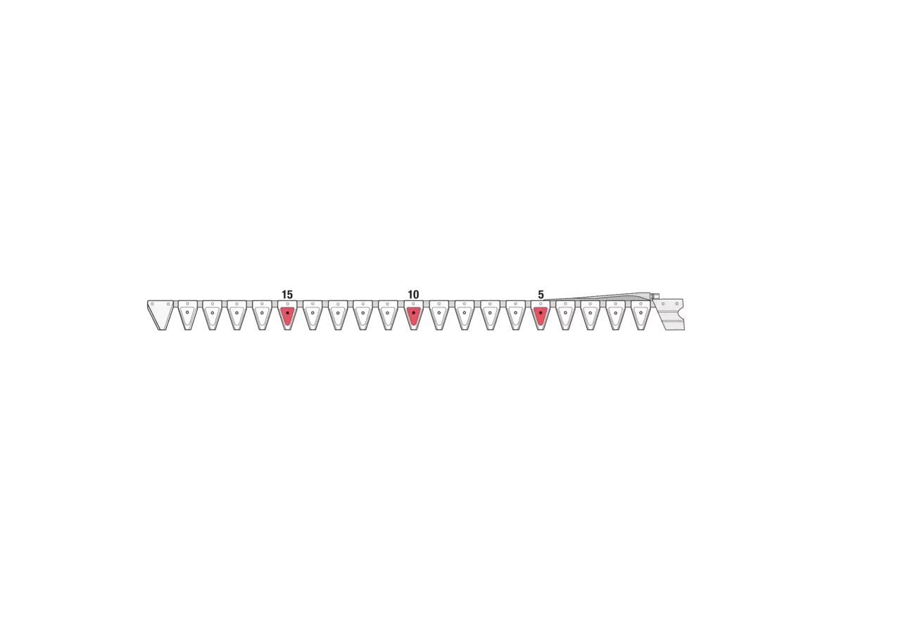 Untermesser L 150 cm, mit Messerkopf, rechts, 20 Klingen, T76, glatt ESM 2655840 ESM