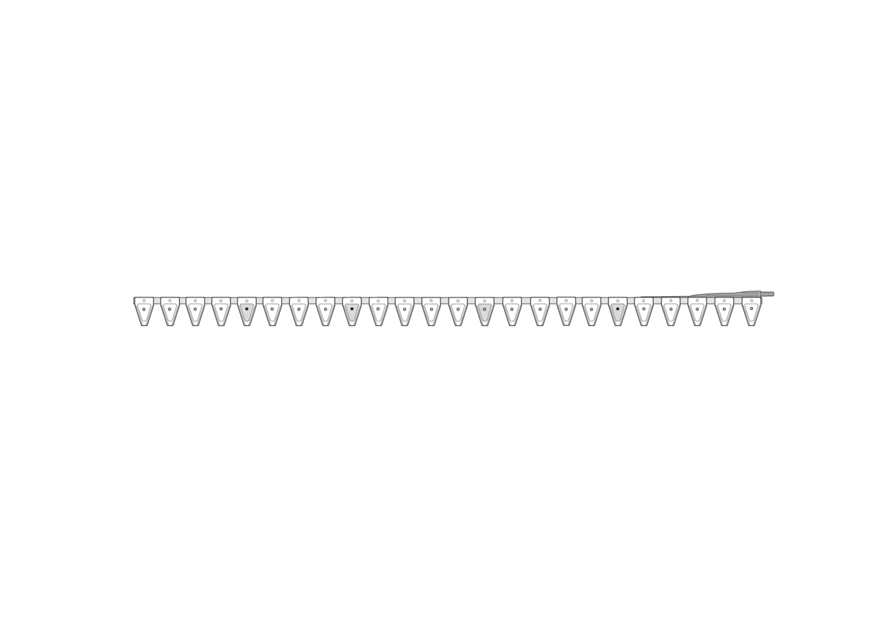 Untermesser L 190 cm, mit Messerkopf, rechts, 24 Klingen, T84, glatt ESM 2656130 ESM