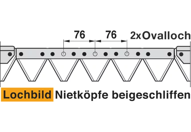 Mähmesser L 190 cm, 25 Klingen, gezahnt, DIN 80 – passend für Bucher H130201121 Schröckenfux