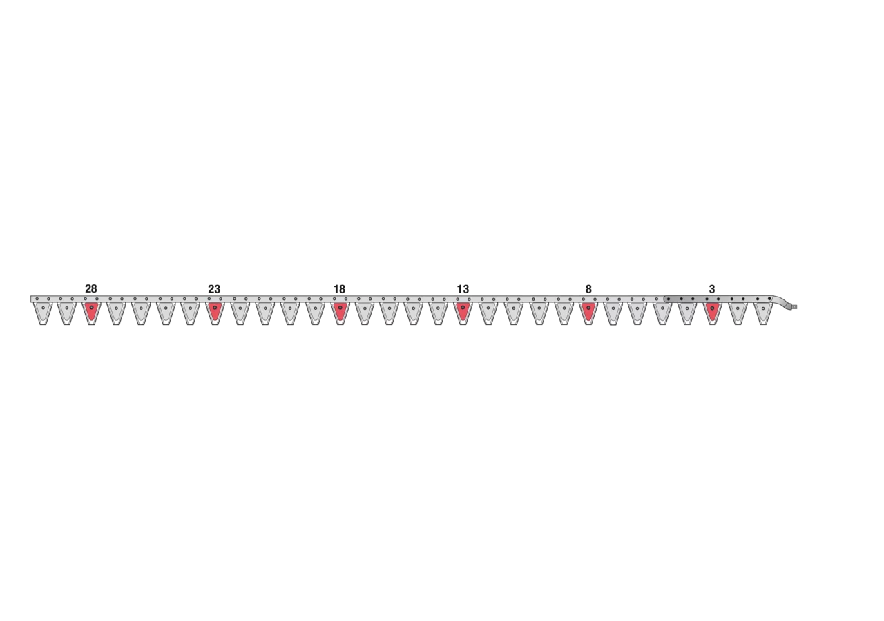 Obermesser L 225 cm, mit Messerkopf, rechts, 30 Klingen, T76, glatt ESM 2440130 ESM