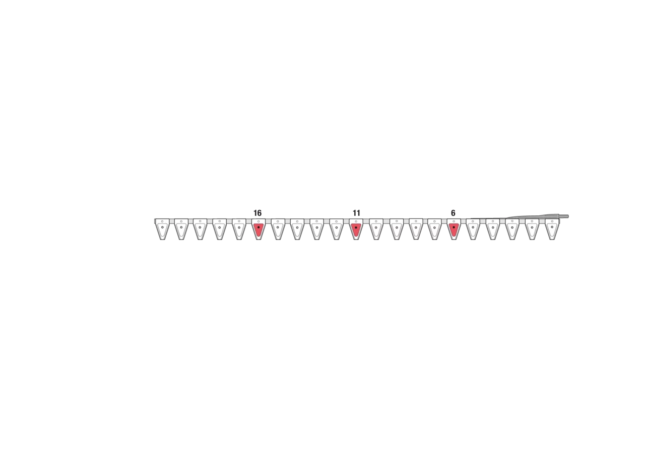 Untermesser L 165 cm, mit Messerkopf, rechts, 21 Klingen, T84, glatt ESM 2656150 ESM
