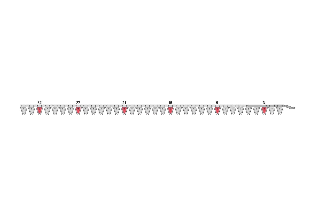 Obermesser L 240 cm, mit Messerkopf, rechts, 34 Klingen, T70, glatt ESM 2626160 ESM