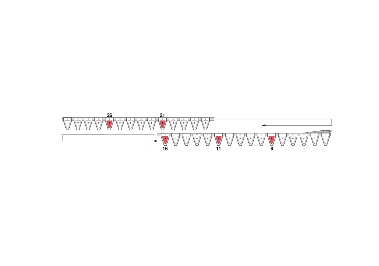 Untermesser L 225 cm, mit Messerkopf, rechts, 30 Klingen, T76, glatt ESM 2655550 ESM