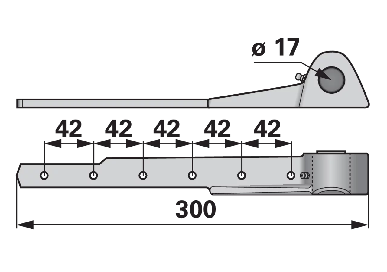 Untermesser L 140 cm, mit Messerkopf, rechts, 18 Klingen, T84, glatt ESM 2655010 ESM