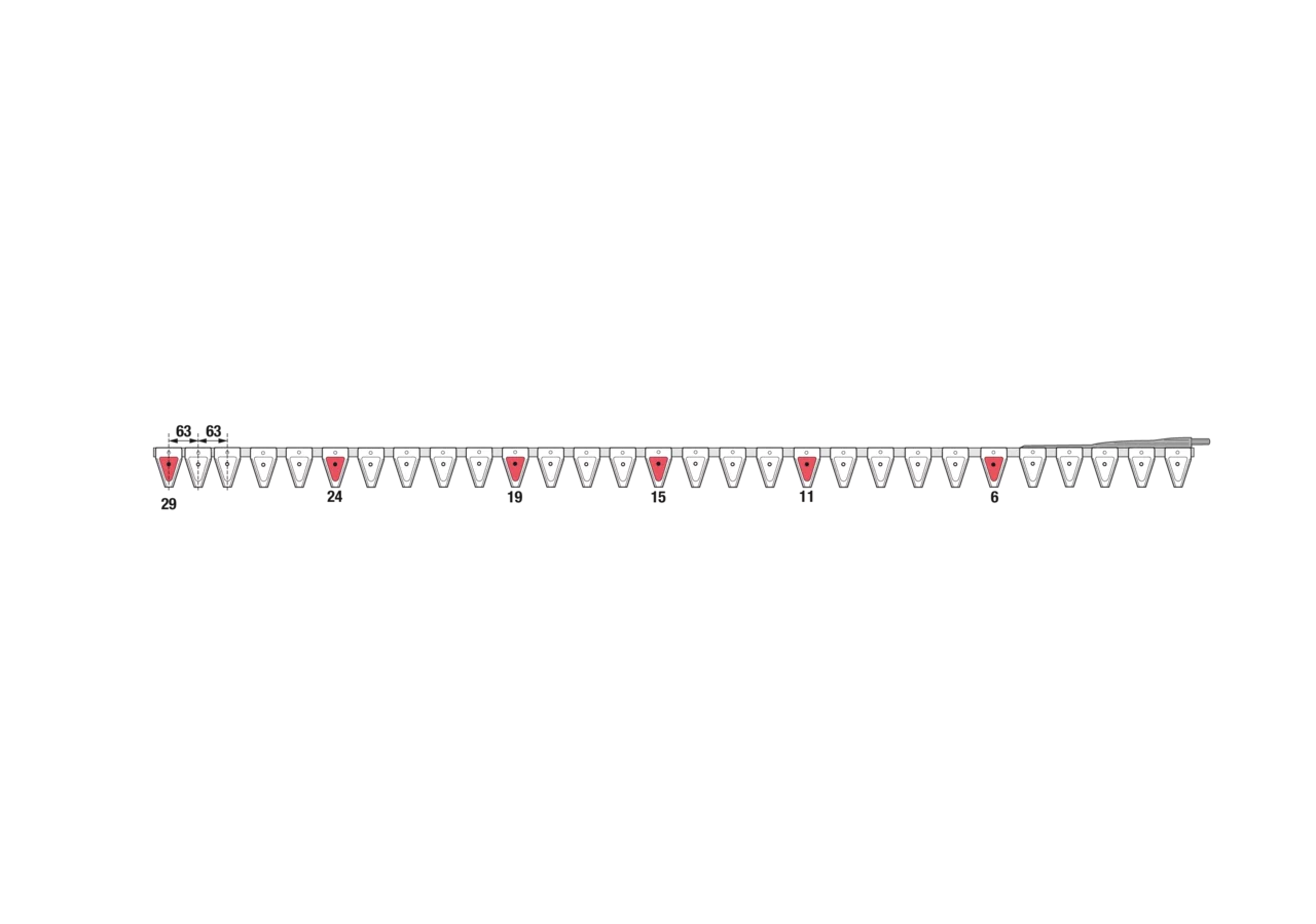 Untermesser L 225 cm, mit Messerkopf, rechts, 29 Klingen, T84, glatt ESM 2655290 ESM