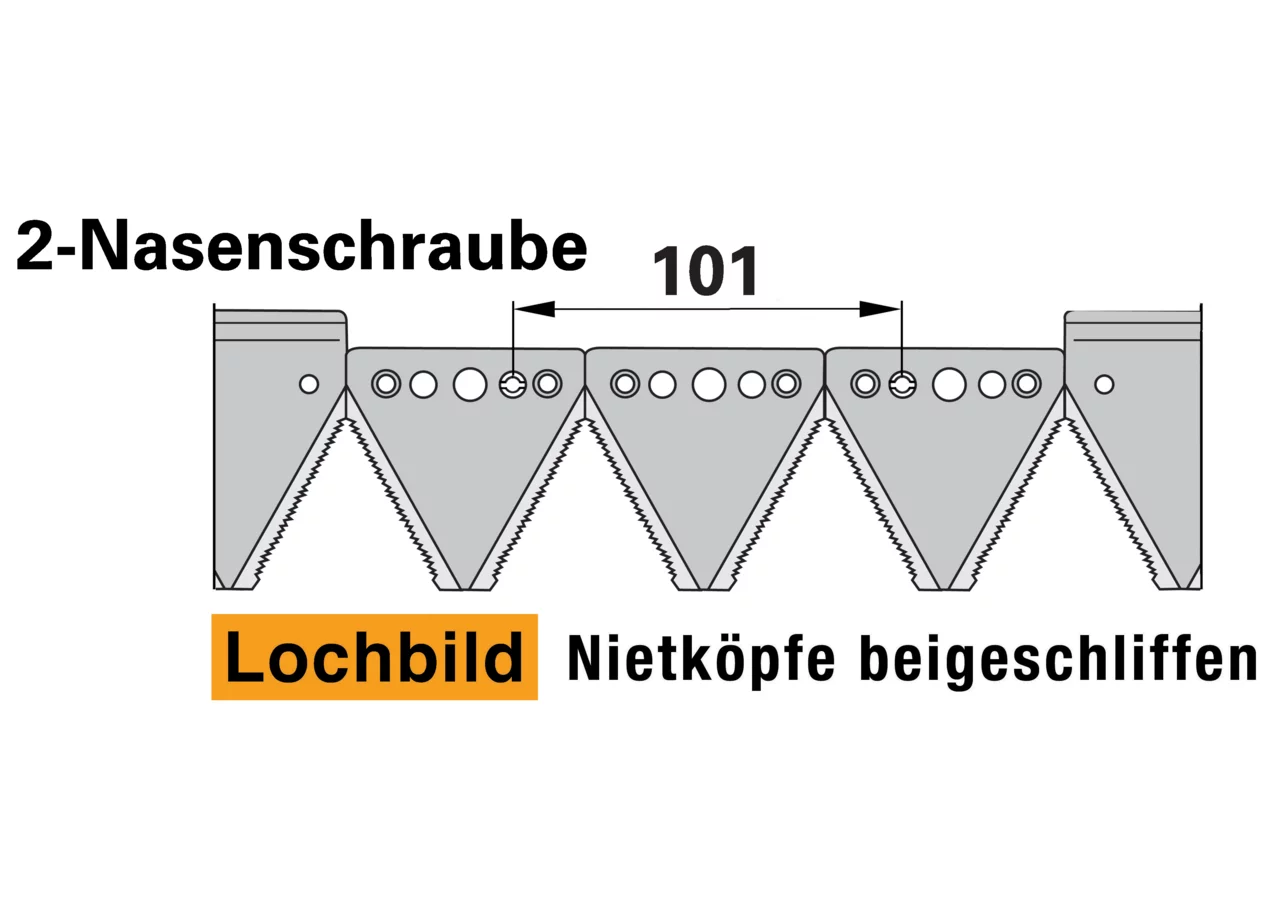 Mähmesser L 160 cm, 21 Klingen, gezahnt, DIN 80 – passend für Moty M634 Schröckenfux