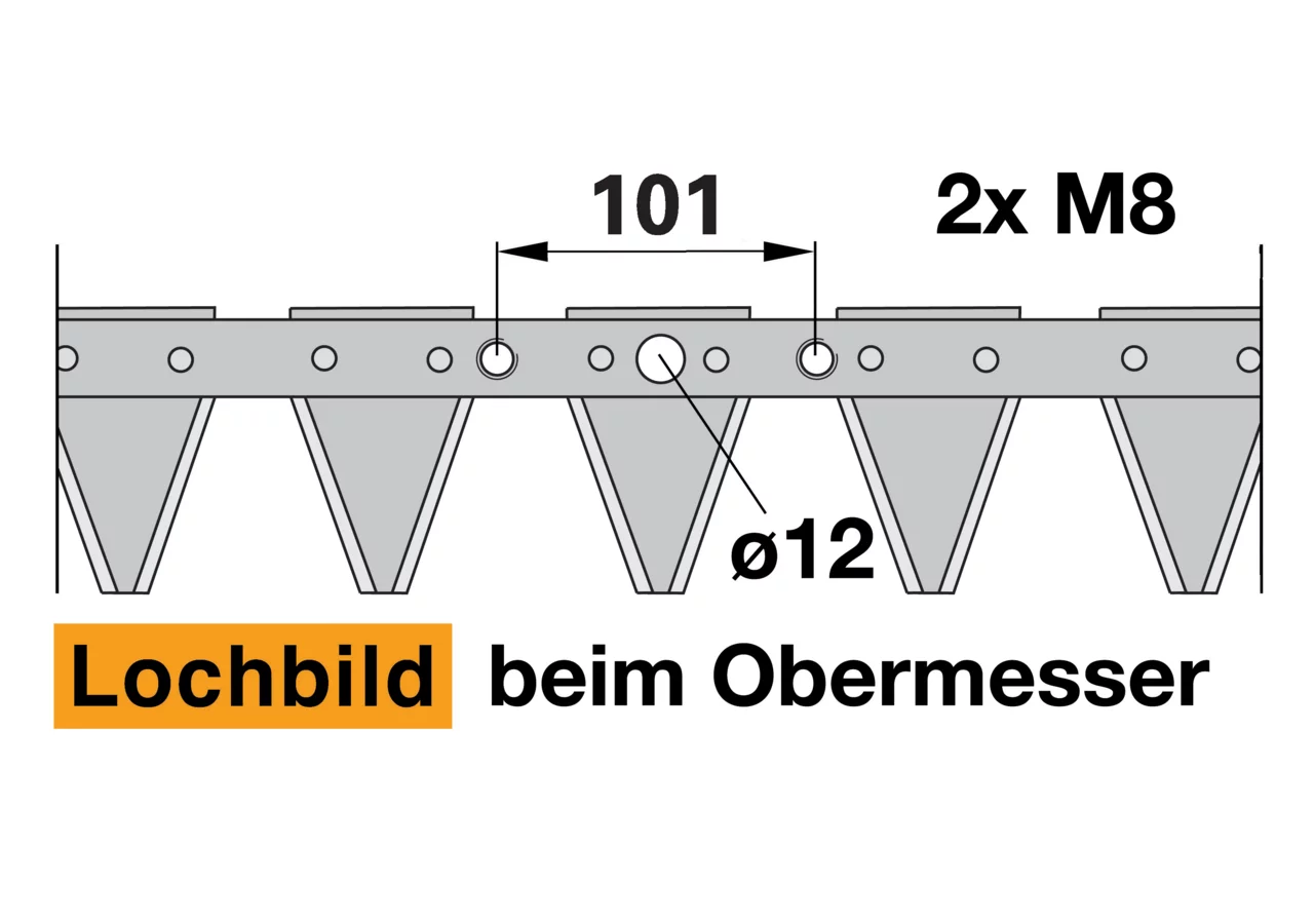 Obermesser L 100 cm, 13 Klingen, glatt, Typ 7014a – passend für Moty M635 Schröckenfux