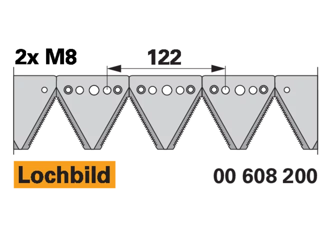 Mähmesser L 220 cm, 29 Klingen, gezahnt – passend für Rapid 257280 Schröckenfux