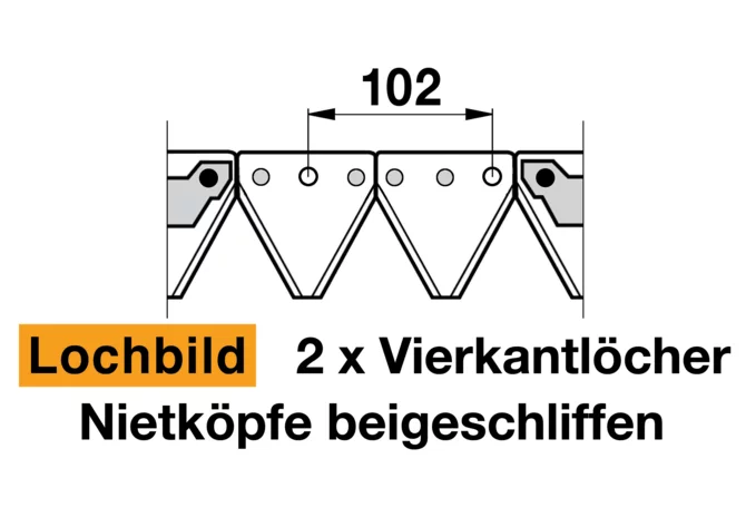 Mähmesser L 150 cm, 20 Klingen, gezahnt, DIN 80 – passend für Reform RM158184 Schröckenfux