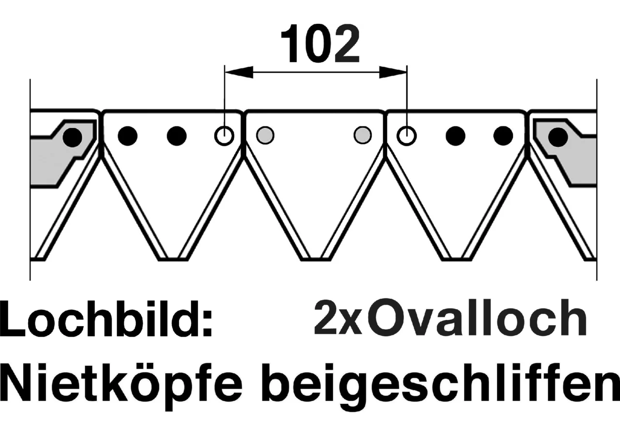 Mähmesser L 130 cm, 17 Klingen, gezahnt, DIN 80 – passend für Reform RM158182 Schröckenfux