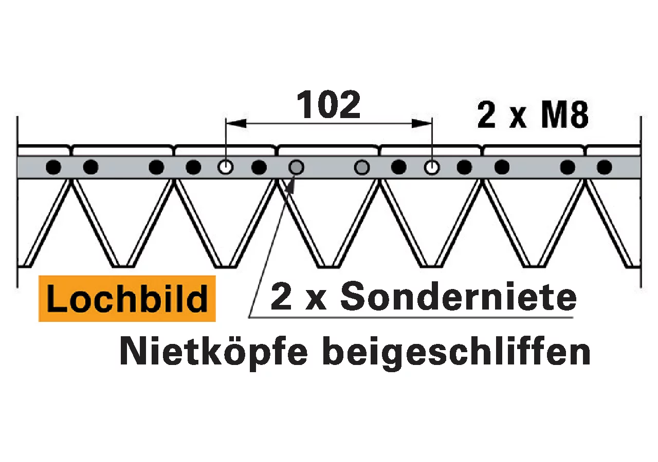 Mähmesser L 76 cm, 15 Klingen, gezahnt – passend für Rasant 48201N Schröckenfux