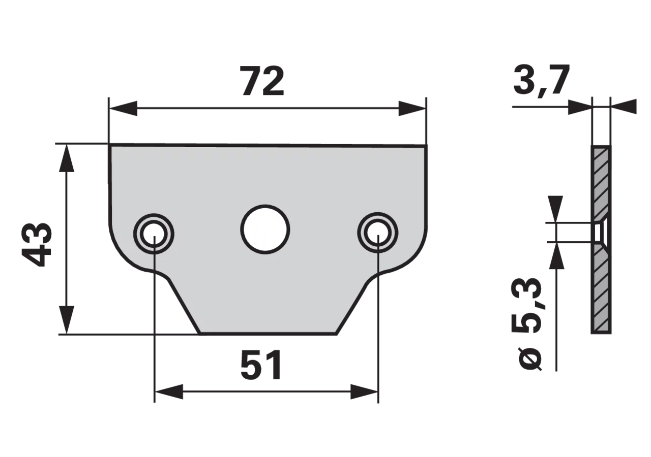 Reinigungsplatte L 72 x B 43 x S 3,7 mm – passend für Aebi AM23328/2 Schröckenfux