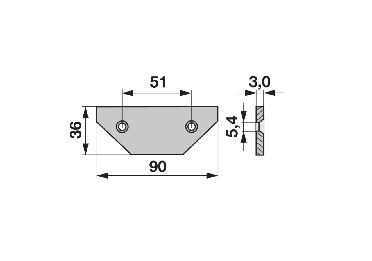 Reinigungsplatte L 90 x B 36 x S 3 mm – passend für Steyr 1807218=ST18 Schröckenfux