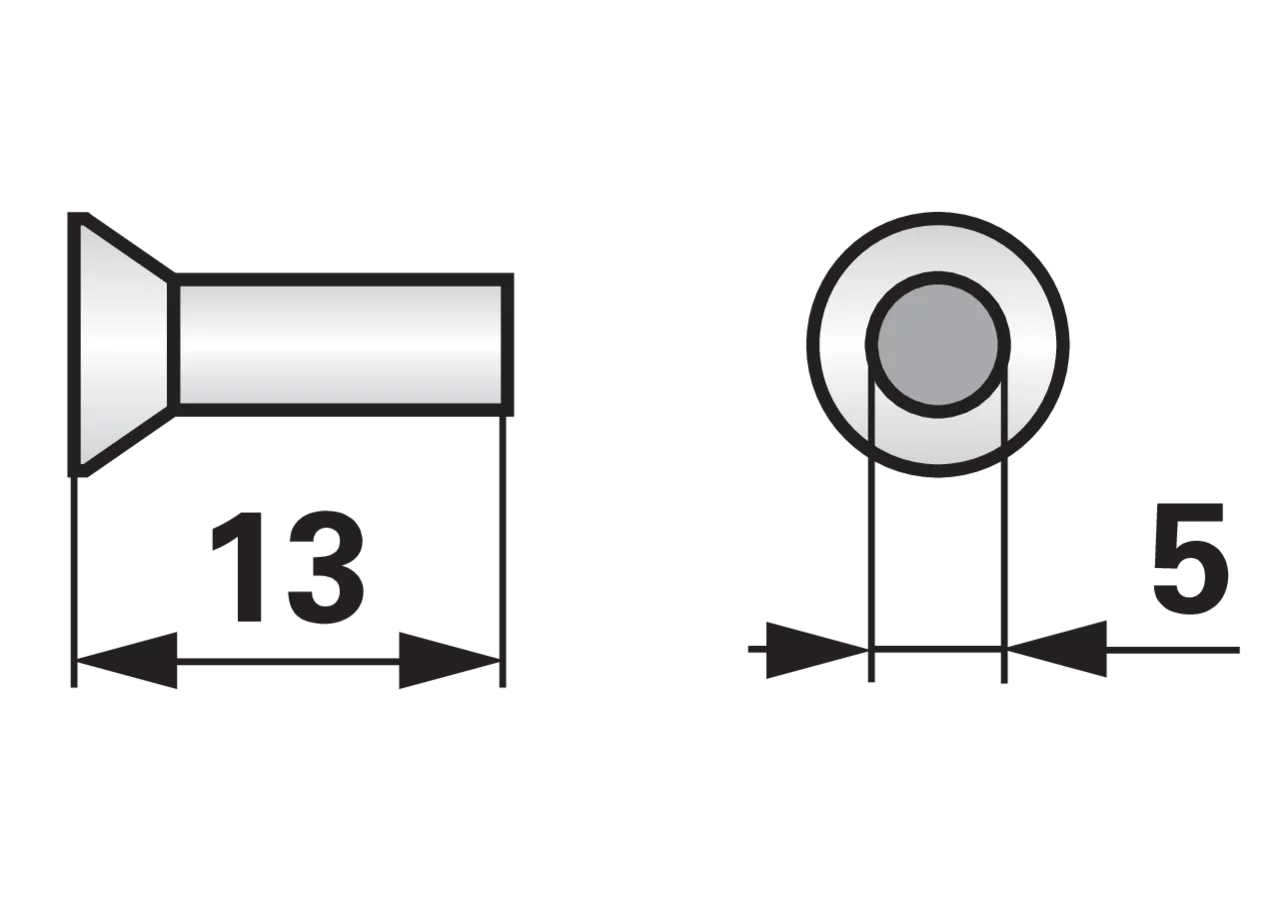 Senkkopfniet AD 5 x L 13 mm, DIN 661, 200 Stück – passend für ESM 5440101 GartenShop24
