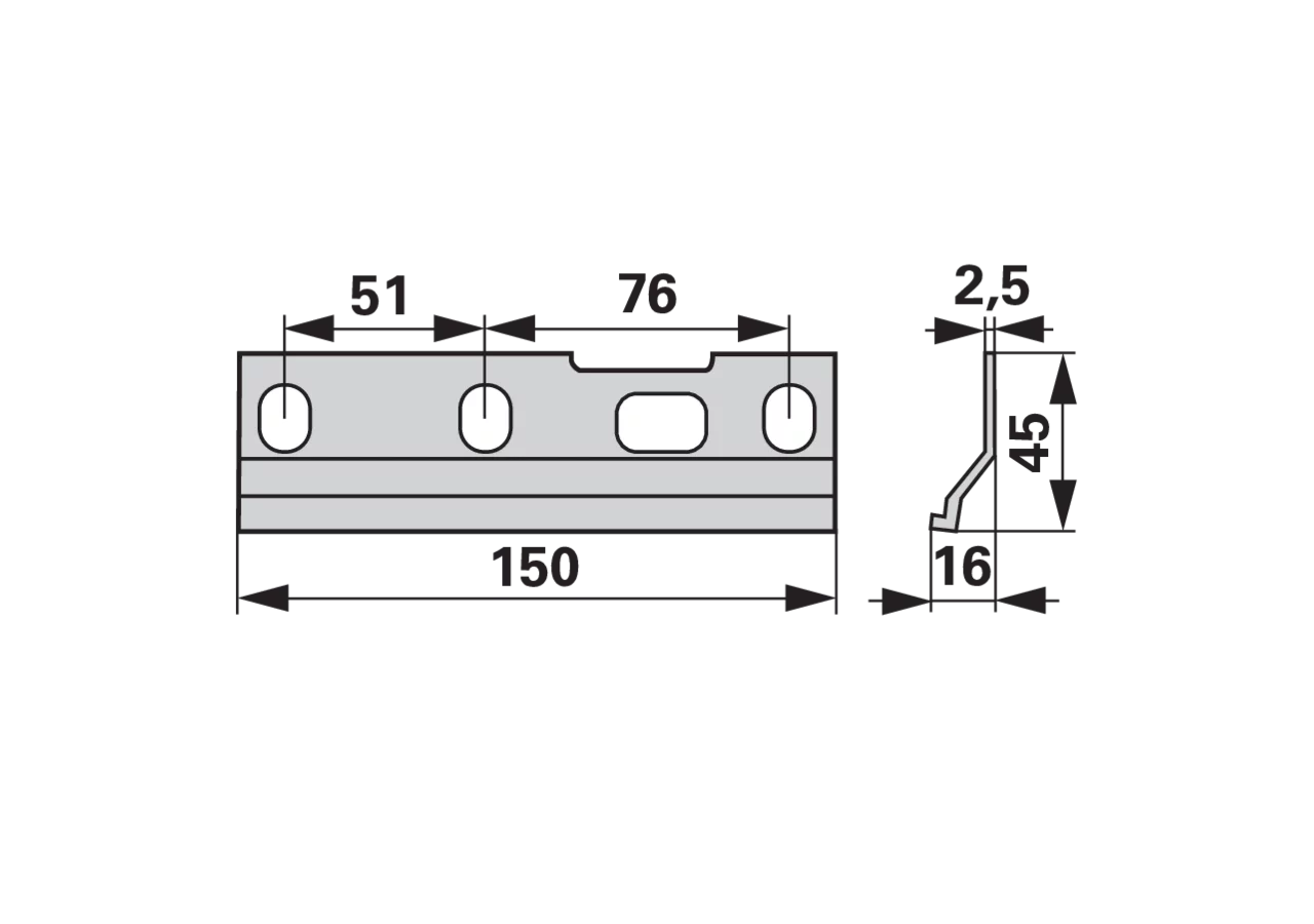 Reibplatte L 150 mm – passend für Rasspe RS7575 Rasspe
