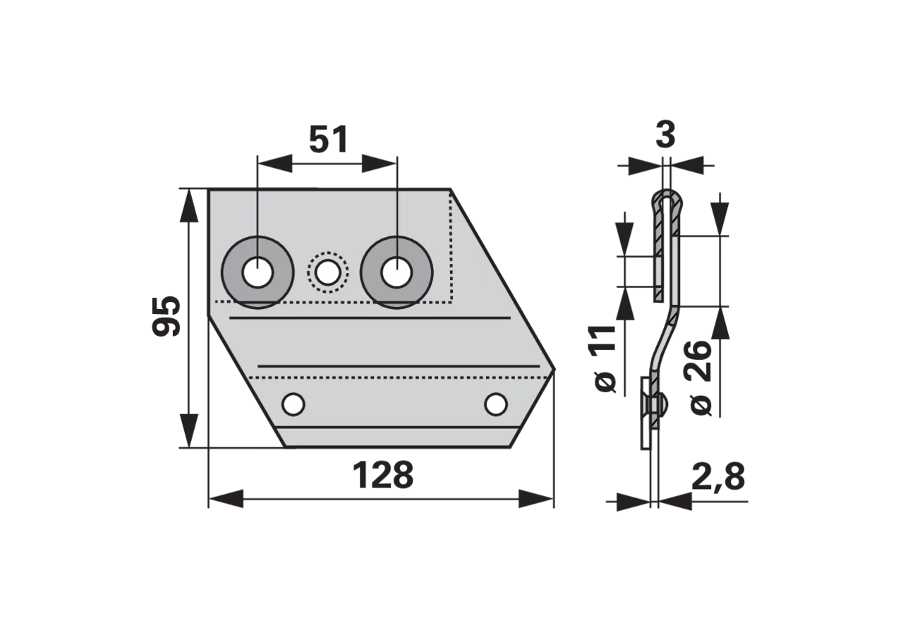 Messerhalter L 128 mm, links Reform 110.423.321 GartenShop24