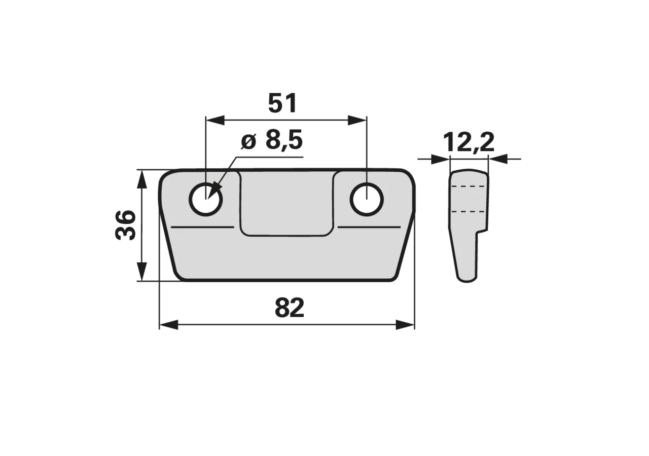 Unterlage L 82 x B 36 x S 12,2 mm BCS 563.58744Z BCS