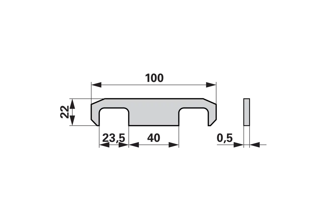 Beilagblech L 100 x B 22 x S 0,5 mm Aebi AM8664/1 Aebi