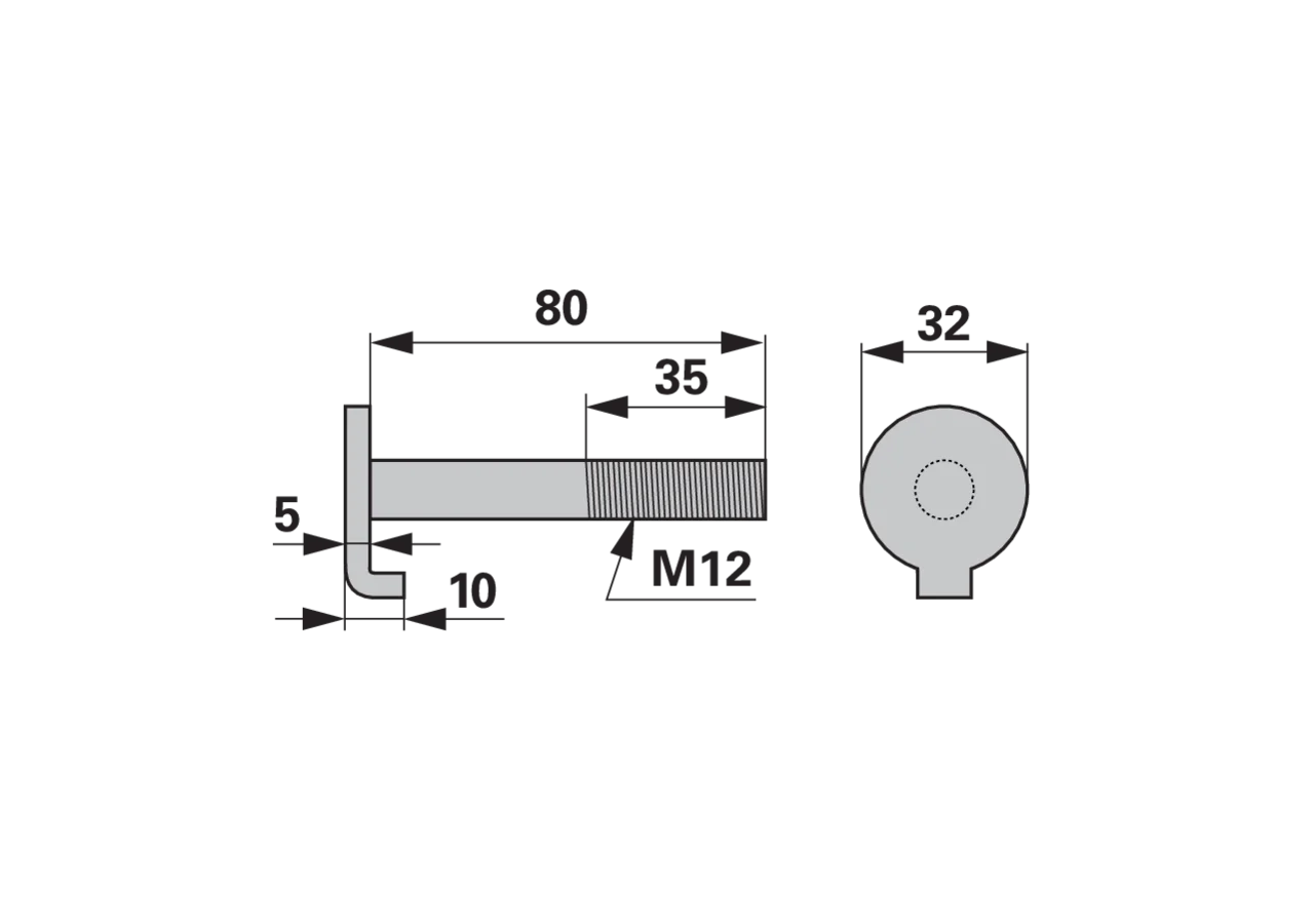 Nasenschraube M12 x 80 mm, mit Mutter – passend für Mörtl N66N GartenShop24