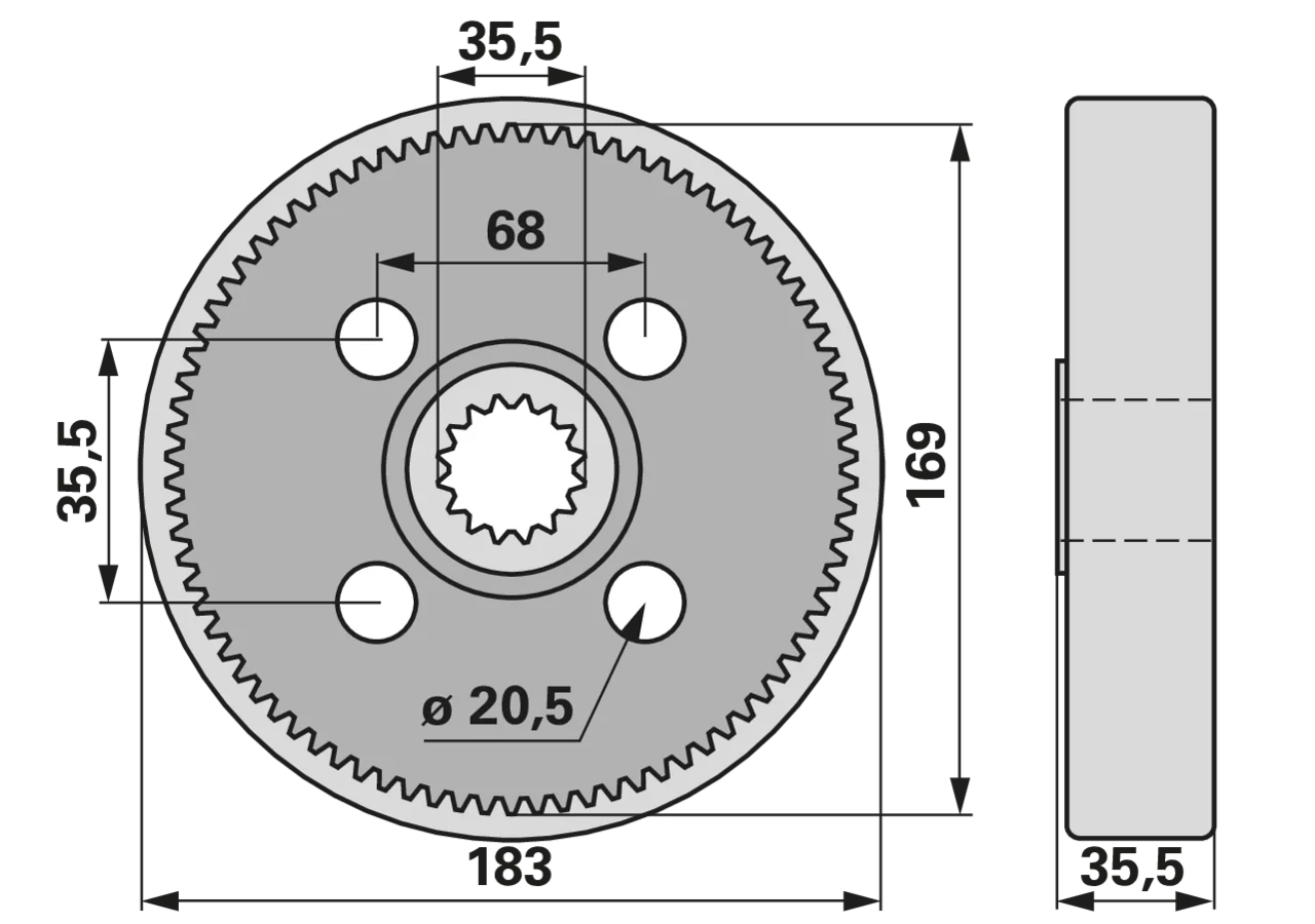 Hohlrad AD 183 mm – passend für Vogel und Noot FR009705 GartenShop24