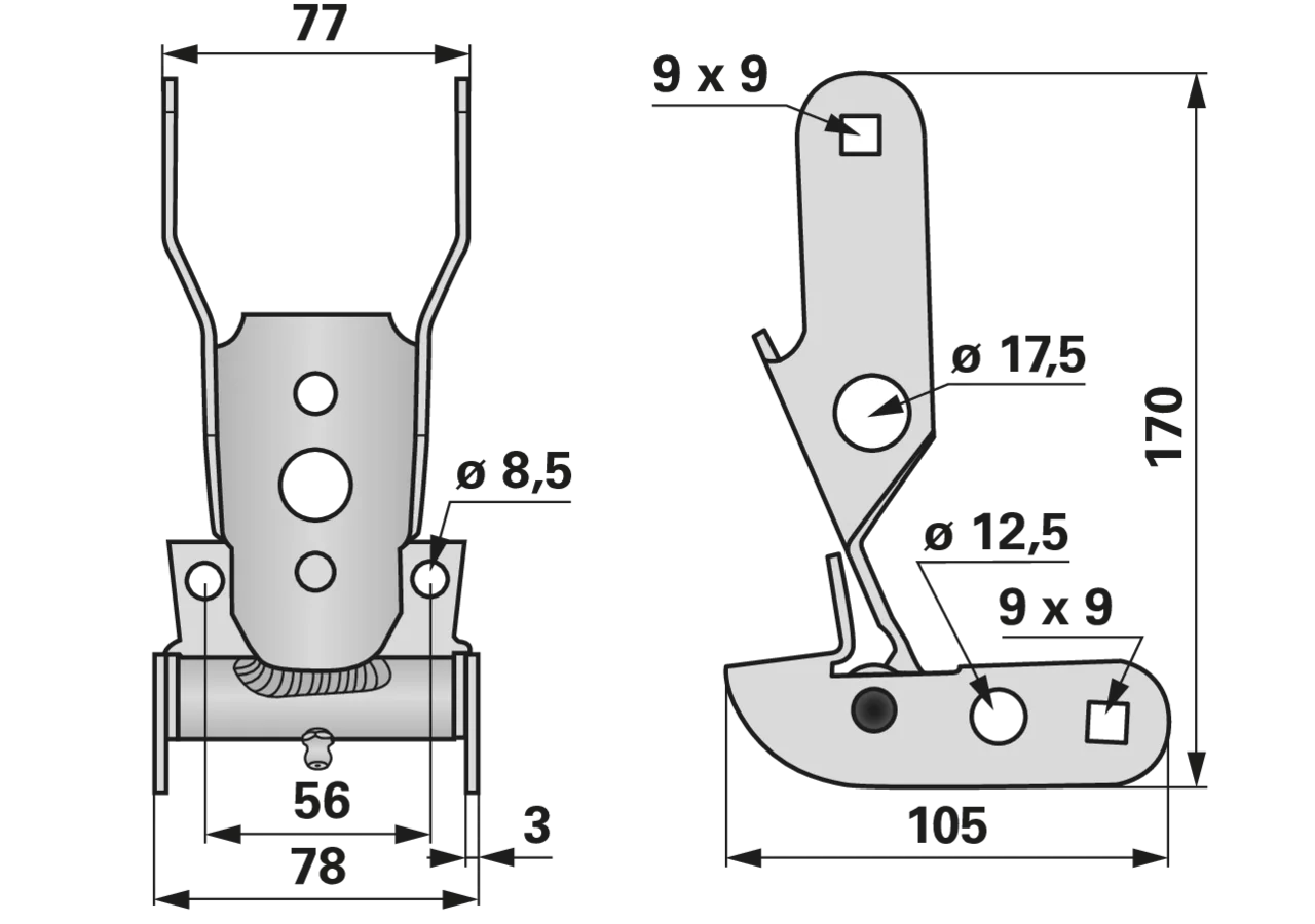 Zinkenträger L 170 mm – passend für Aebi AM220061 GartenShop24