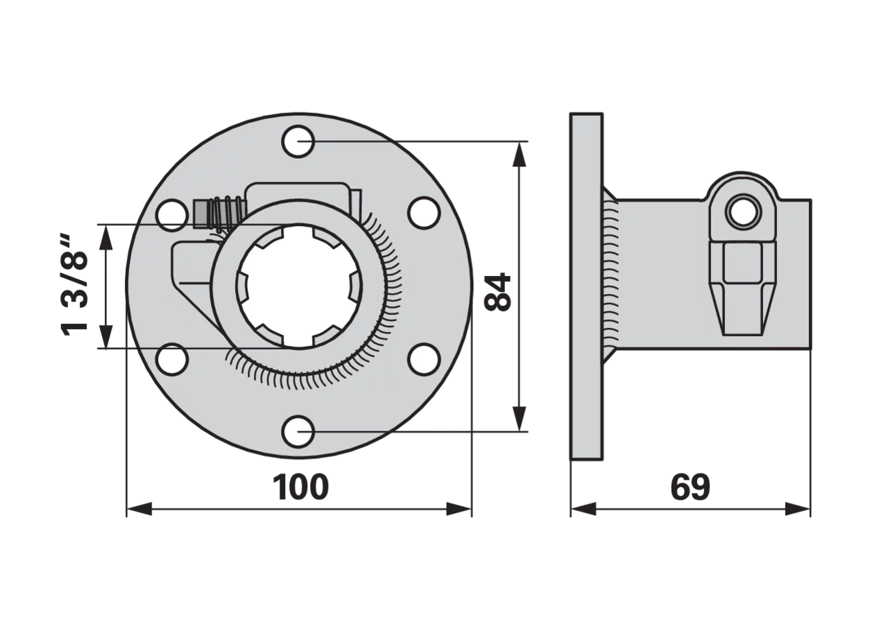 Aufsteckflansch mit Druckknopf Aebi 210.2582 Aebi