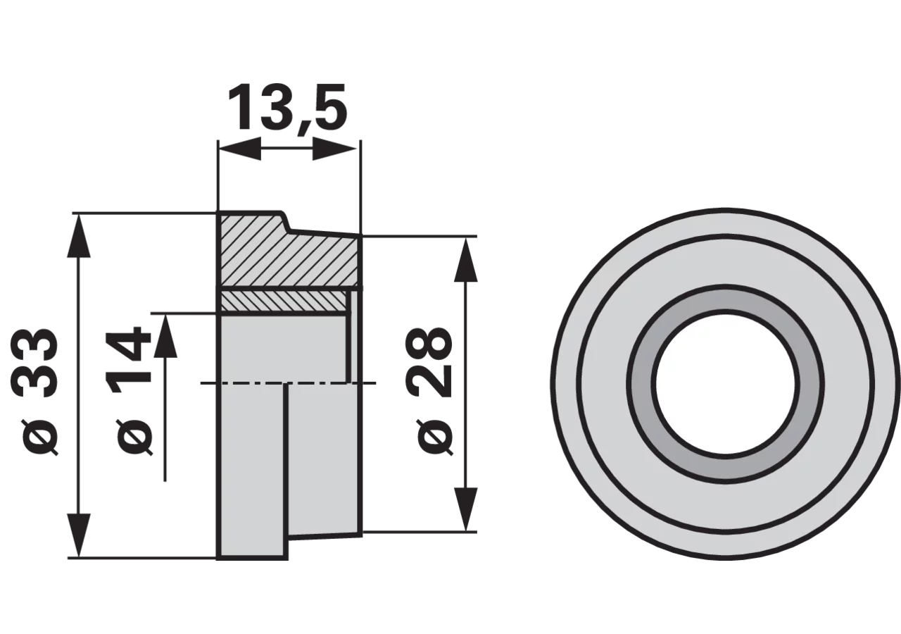 Buchse AD 33 x ID 14 x L 13,5 mm, konisch – passend für Reform 900.214.102 GartenShop24