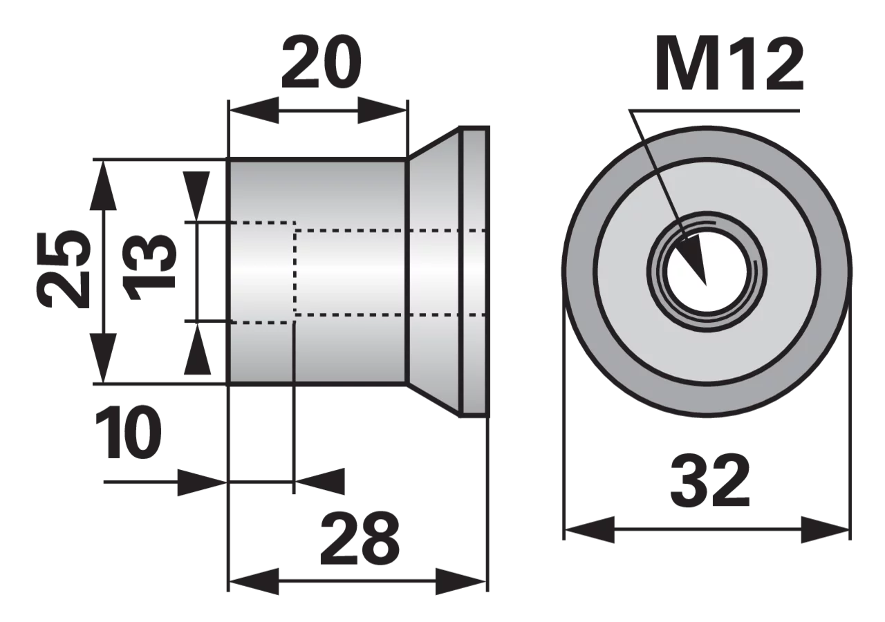Spezialmutter M12 zu Innenschuh ESM 380027601 ESM