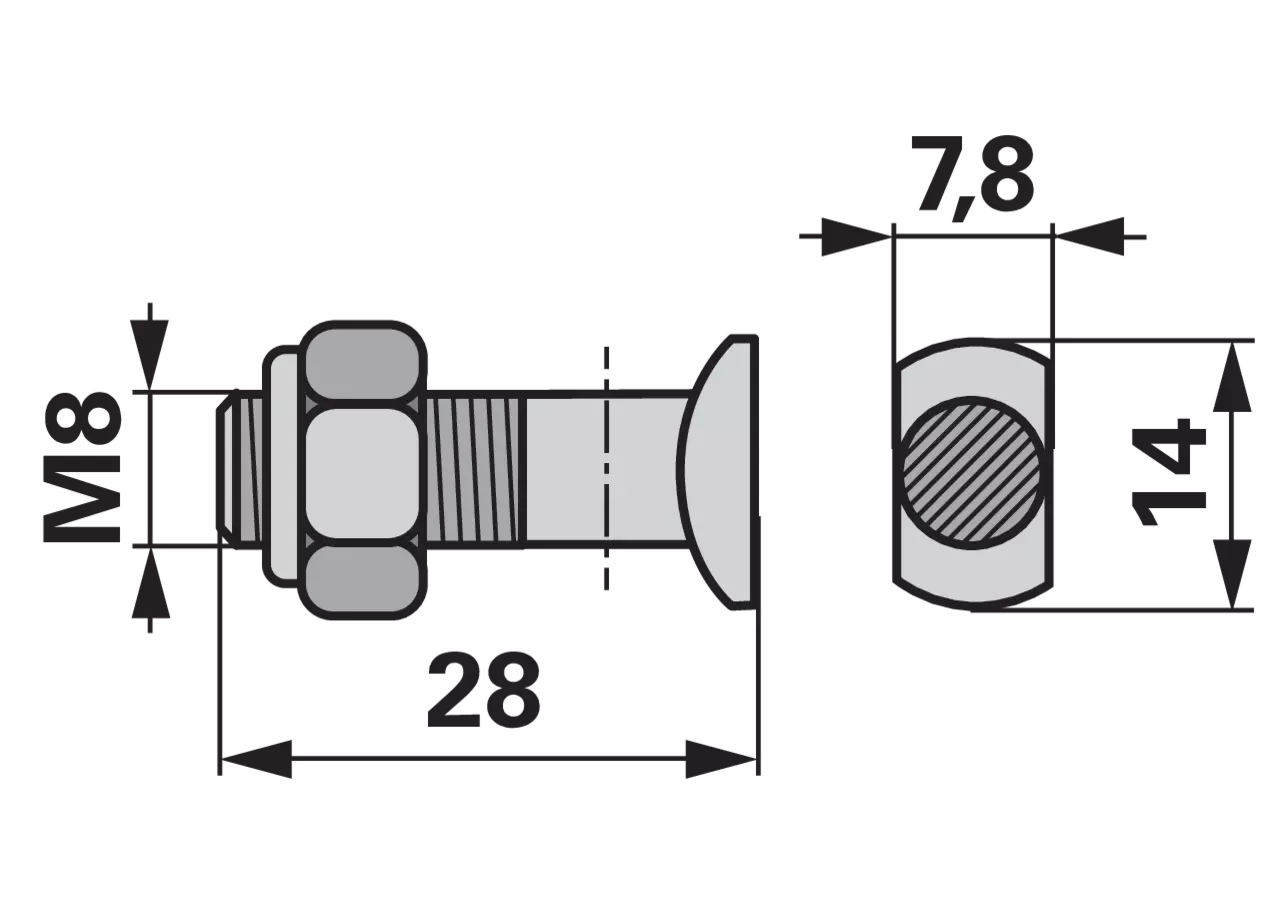Messerkopfschraube M8 x 28 mm, Ovalkopf, 10 Stück – passend für Reform 110.415.304 GartenShop24