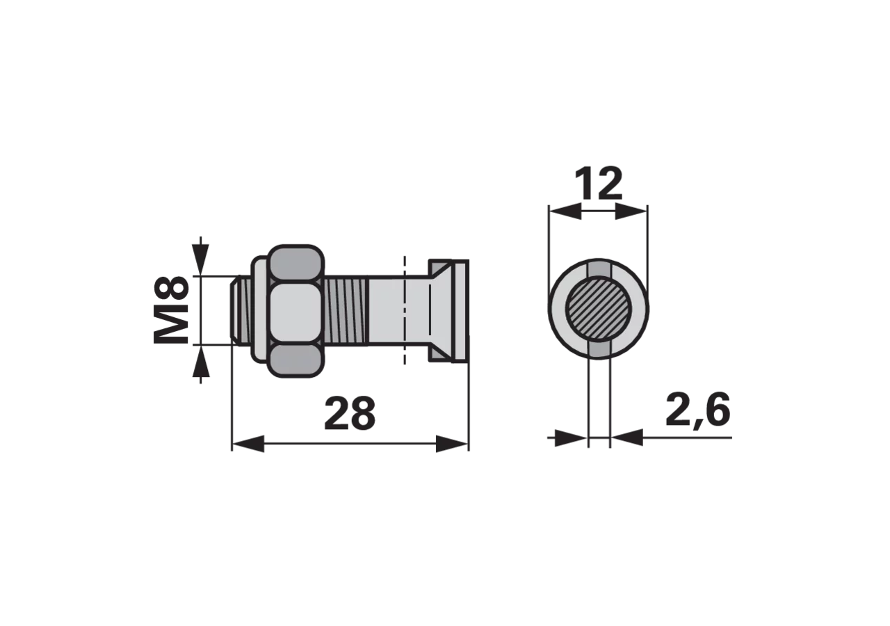 Messerkopfschraube M8 x 28 mm, 2-Nasen, 10 Stück – passend für Rapid 220381 GartenShop24