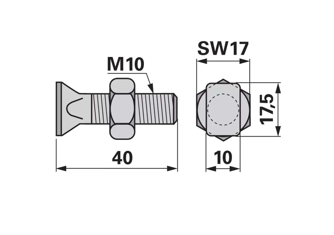 Fingerschraube M10 x 40 mm, mit Sicherungsmutter – passend für Mörtl M019961 GartenShop24