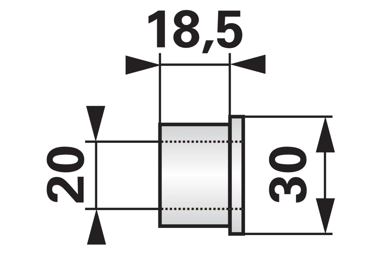 Buchse AD 30 x ID 20 x L 18,5 mm ESM GB8652B ESM