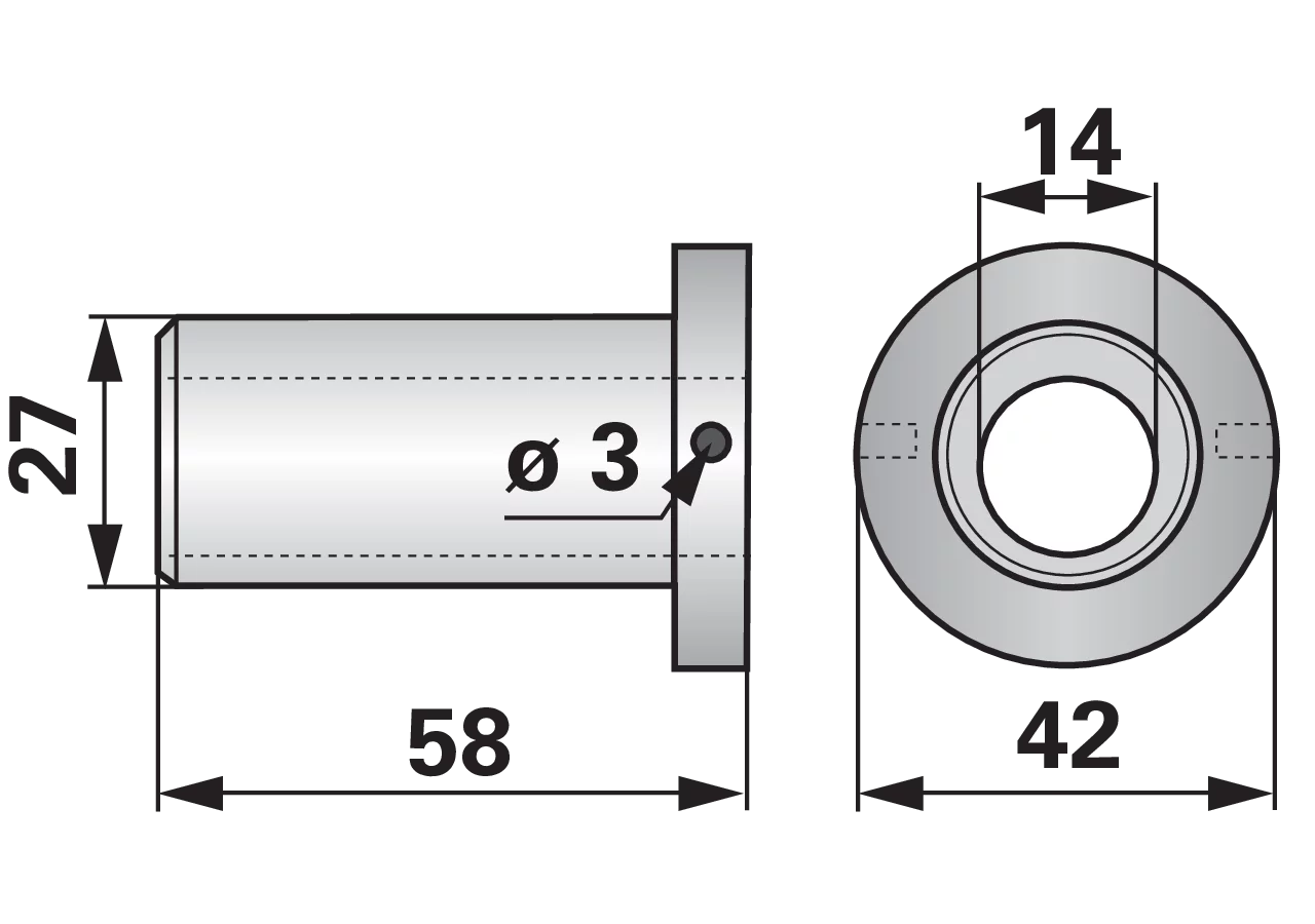 Exzenterbolzen für Messerkopf, AD 27 x L 58 mm ESM 3230830 ESM