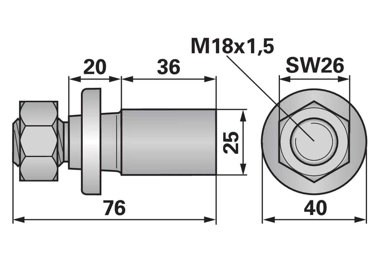 Schwingbolzen M18 x 1,5 x 76 mm ESM 2670670 ESM