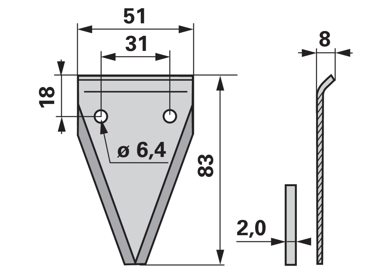 Führungsklinge glatt, Stärke 2 mm ESM 3442010 ESM