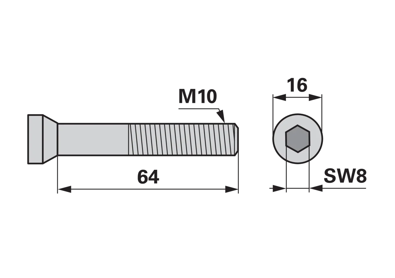 Spezialschraube M10 x 64 mm – passend für Gaspardo 21120071 GartenShop24