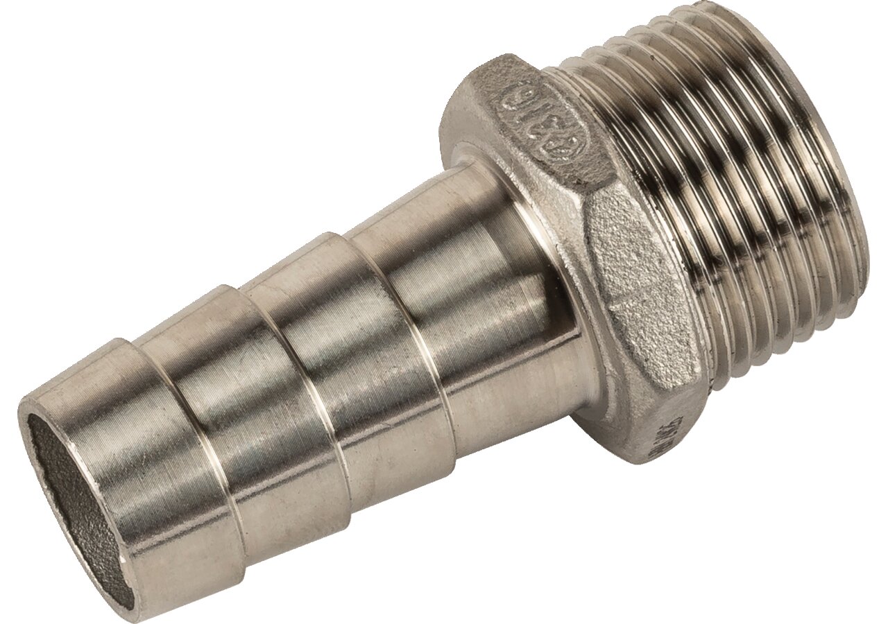 Schlauchanschluss Edelstahl, 1 1/2 Zoll AG, für Schlauch 38 mm GartenShop24